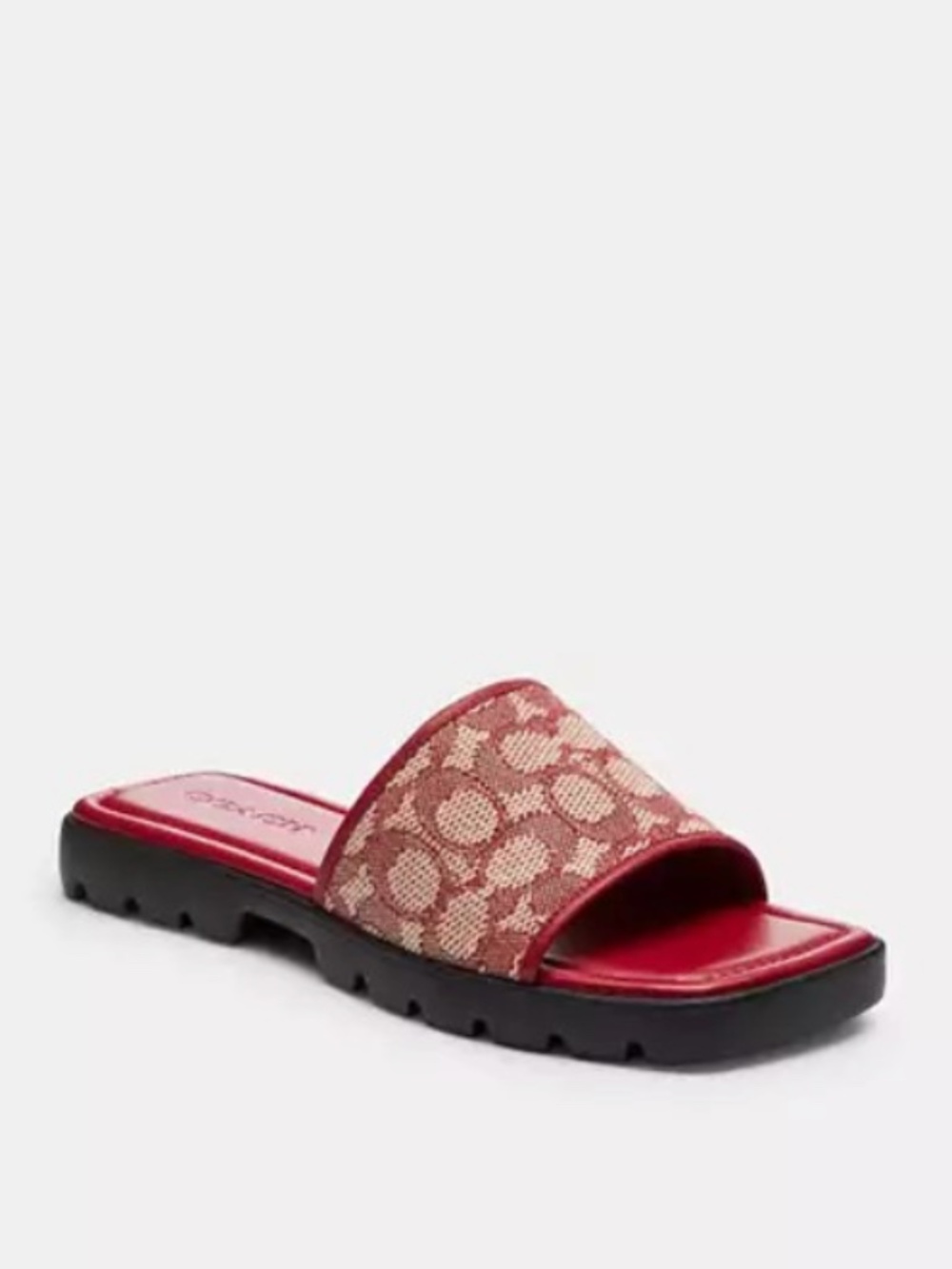 COACH Florence Sandals in Signature Textile Jacquard Women's Wedge Shoes Ruby